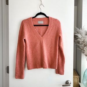 Everlane "The Teddy" V Neck Sweater - Pink / Coral